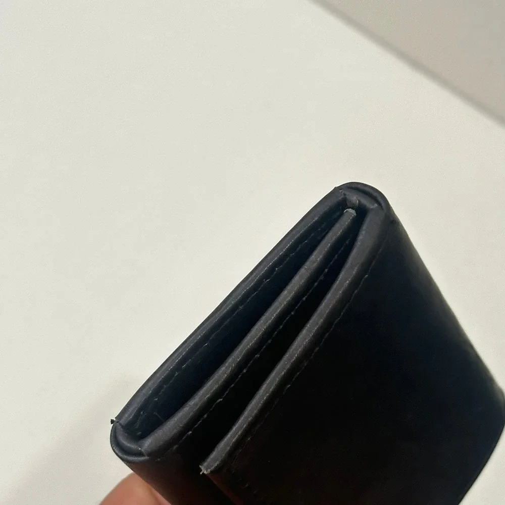 Black Leather Trifold Wallet Card Holder Artisan Nicaraguan Made - Engraved Name